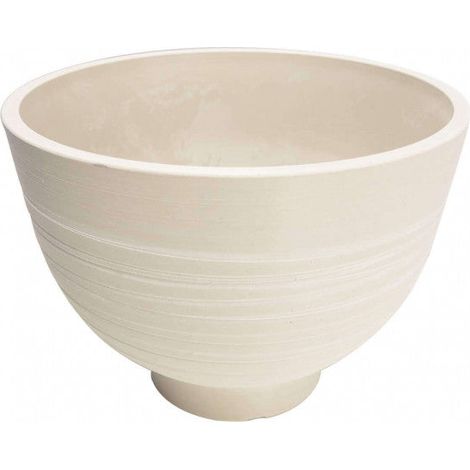 Vaso tondo basso largo da giardino in fibra di argilla 41x41x27 cm Hoya -  White