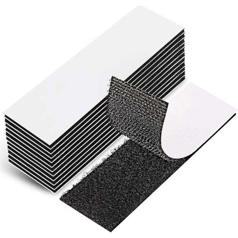 12 Pièces Scratch Autocollant Double Face, 3 x 10cm Puissant Scotch Scratch pour La Maison Et Le Bureau Noir Amovible et Réutilisable Bande Scratch Adhésive