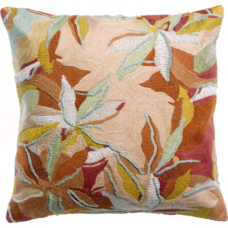VIVARAISE - Coussin brodé Vivaraise Alina - Coton 100%, motif végétal, 45 x 45 cm (1/5)