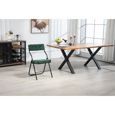 Stuhl Sitzmöbel klappbar gepolstert Grün Stahl OKMYHOME (1/5)