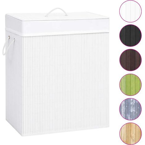 Maison Exclusive - Bambus-Wäschekorb mit 2 Fächern Weiß 100 L (1/5)