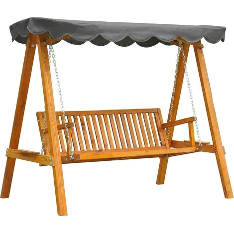Outsunny 3 Seater Garden Swing Seat with Canopy, Dark Grey