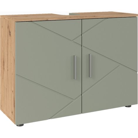 Mueble bajo lavabo Irma, Verde salvia, 80 x 59 cm con 2 puertas, Vicco (1/5)