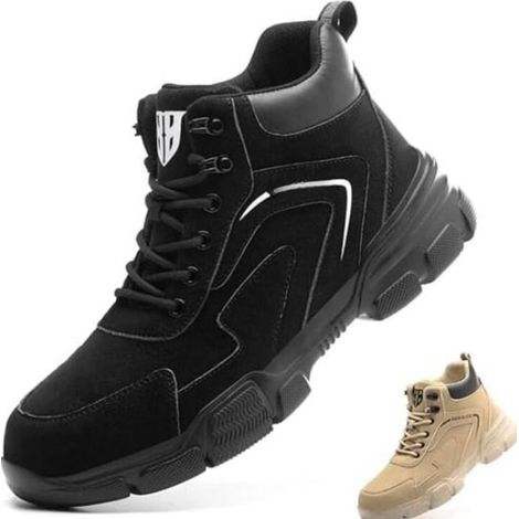 Chaussures de Sécurité Hommes Femmes Montante, Cuir Imperméable Bottines de Sécurité Légère Antidérapant Bottines de Travail Avec Embout en Acier 45EU (1/5)