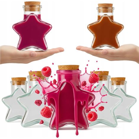 20 frascos de vidrio con forma de estrella de 150 ml para licores, vinos y zumos. (1/5)
