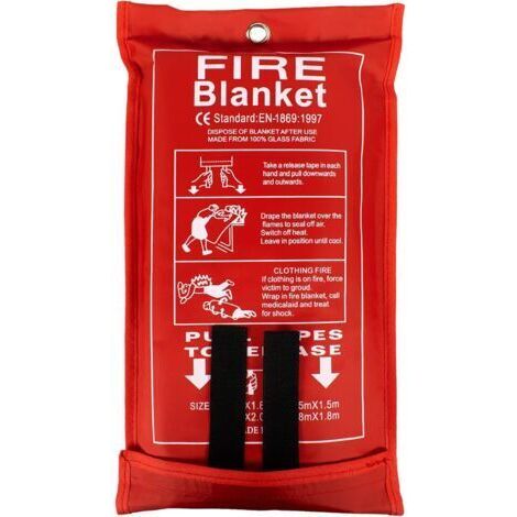 BUNTHAUS (1,2 x 1,8 m) Couverture antifeu pour la maison et la cuisine  Couverture d'urgence en fibre de verre pour personnes  Protection ignifuge et isolation thermique.