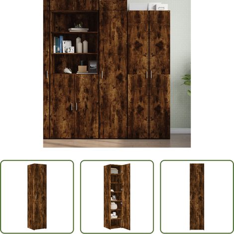 Buffet bois - Buffet haut chêne fumé 40x42,5x185 cm bois d'ingénierie (1/5)