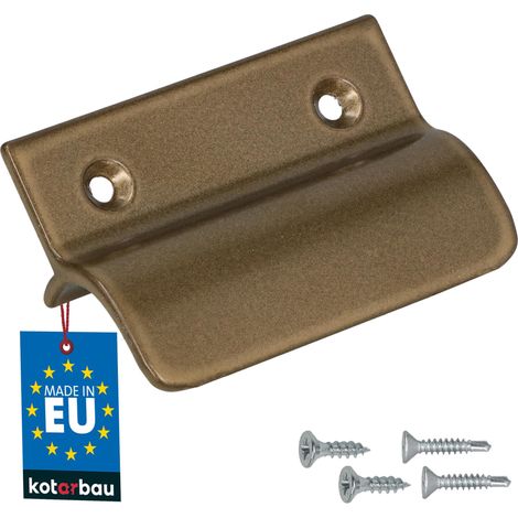 KOTARBAU® Poignée Extérieure Porte Fenetre 65 x 45 mm - Aluminium - Poignee de Baie Vitree Coulissante - Poignée de Porte de Terrasse avec Entretoise - Doré (1/4)