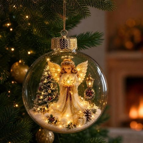Irovami Boule de Noël lumineuse, décoration de Noël à suspendre, cadeau de Noël, ange (1/5)