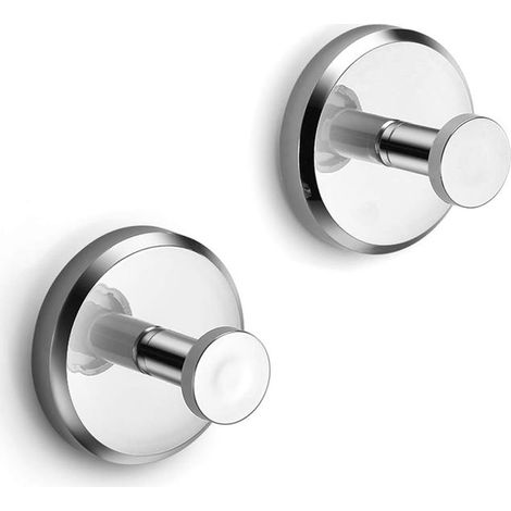2er Set Edelstahl Haken Silber – Bademantel Handtuchhalter