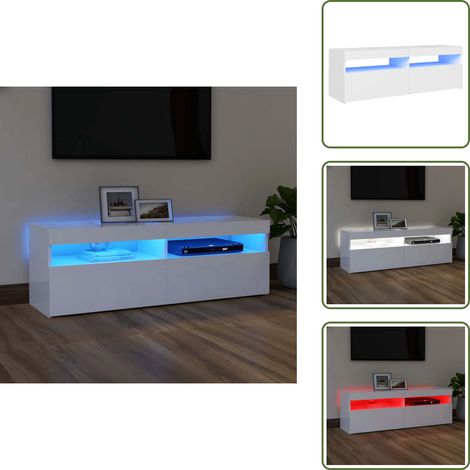 Meuble TV avec lumières LED blanc 120x35x40 cm - Meuble Tv - Meuble Téléviseur - Armoire Tv - Télévision Murale - Support Tv (1/5)