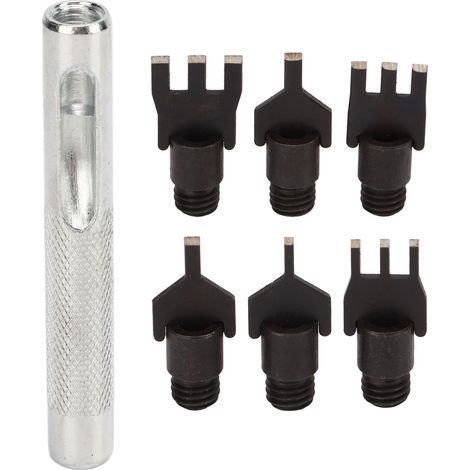 Lederlocher-Set aus Kohlenstoffstahl, handliches Lochwerkzeug für Gürtel und Lederarbeiten, mit austauschbarem Zubehör, DIY (1/5)