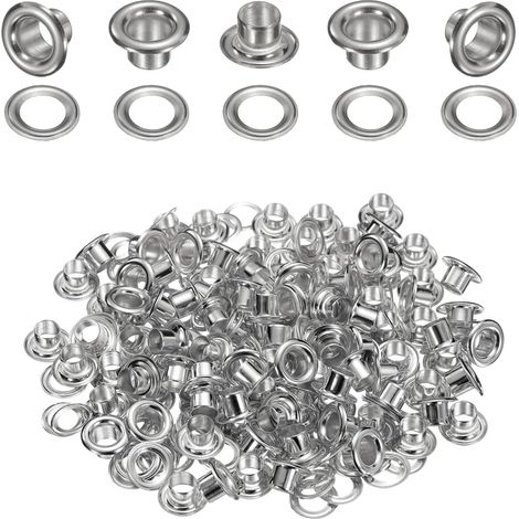 50 Jeu De Oeillets 4.5mm 1/6 Pouce Kit Oeillets Laiton Avec Rondelles Pour Tissu Rideau Bache Ceinture Cuir Chaussure Sac DIY, Argent (1/5)