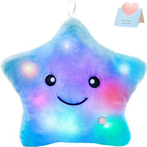 Coussin en peluche lumineux en forme d'étoile (45 cm), veilleuse à couleurs changeantes pour chambre d'enfant, peluche douce et câline, cadeau d'anniversaire (1/3)