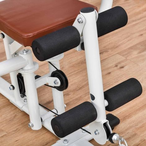 Stazione multifunzione per pesi con lat machine e leg curl, metallo bianco DESVIAE (1/5)