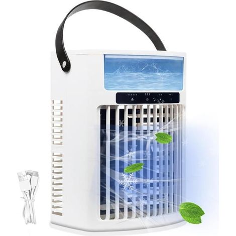 Ecleanfy - Climatiseur Portable 4 En 1, Petit Climatiseur Portable, Rafraîchisseur D'Air Par Évaporation, 5 Vitesses De Ventilation - BLanc