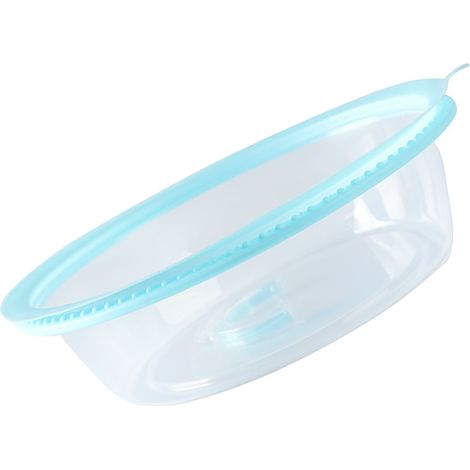 Couvercle de cuisson micro-ondable transparent en PP empilable, pour assiettes de service et de maintien au chaud, bleu ciel. (1/5)