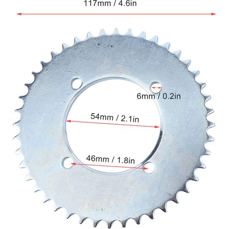 T8F 44T 54mm Kettenrad hinten, 43cc/49cc, wird paarweise verkauft. (1/5)