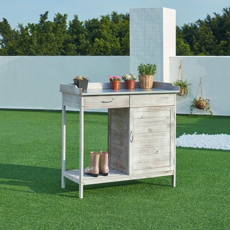 Pflanztisch Aliano Tannenholz Grau [casa.pro]