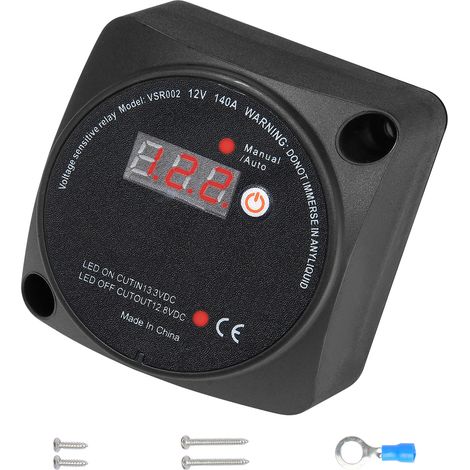 Mophorn Dual-Batterie-Isolator-Kit, 12 V, 140 Ampere, manueller und automatischer Modus VSR mit LCD-Bildschirm, Smart für verschiedene Fahrzeuge.