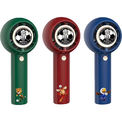 Lot de 3 ventilateurs portables sur le thème de la Coupe du Monde 2026, mini ventilateurs rechargeables par USB avec imprimé mascotte, cadeau idéal pour les fans de football le jour du match.-AquaForg