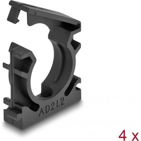Delock Soporte para funda de cable con clip de bloqueo 21,2 mm 4 piezas negro