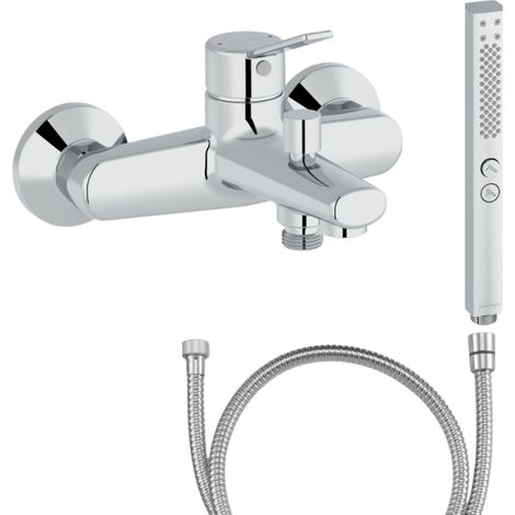 Grifo monomando de bañera JACOB DELAFON Eo + ducha de mano Shift+ cuadrada + flexo de ducha metálico (1/5)