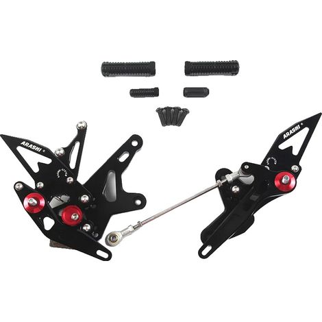 Reposapiés mecanizados por CNC, posiciones ajustables, color negro. (1/2)