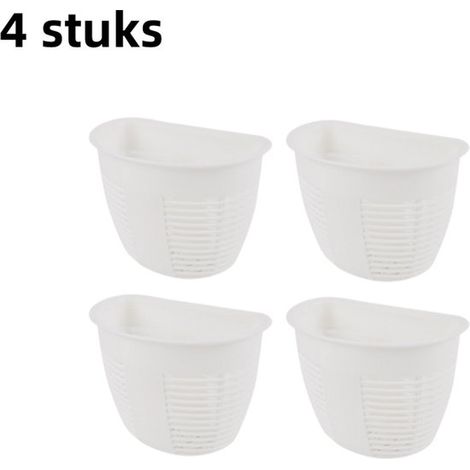 Lot de 4 paniers de rangement muraux sans coutures en plastique, petits paniers suspendus pour chambre à coucher, paniers de rangement de chevet, blanc (1/5)