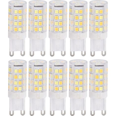 Jeffergarden Lampe LED G9 220V, 10 pièces, ampoule LED en céramique à intensité variable, lampe de remplacement halogène pour lustre G9 5W 52LED (1/5)