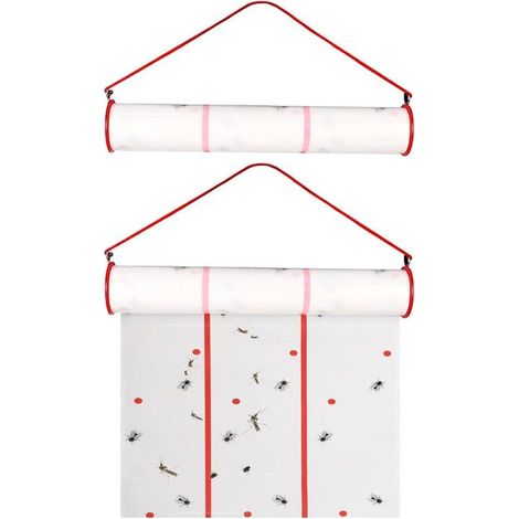 Beyamis Bande adhésive anti-mouches de 4 mètres (13,12 pieds), utilisable en intérieur et en extérieur, blanche, lot de 2 (1/5)