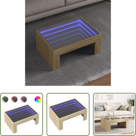 Couchtisch mit Infinity-Spiegel - Couchtisch mit Infinity-LED Sonoma-Eiche 70x50x30 cm (1/5)