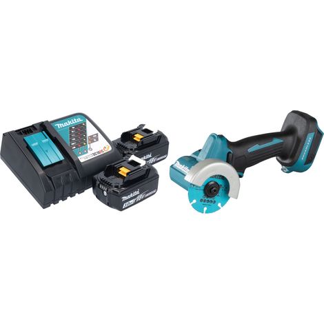 Amoladora angular sin cable Makita DMC 300 RF 18 V 76 mm sin escobillas + 2x batería recargable 3,0 Ah + cargador