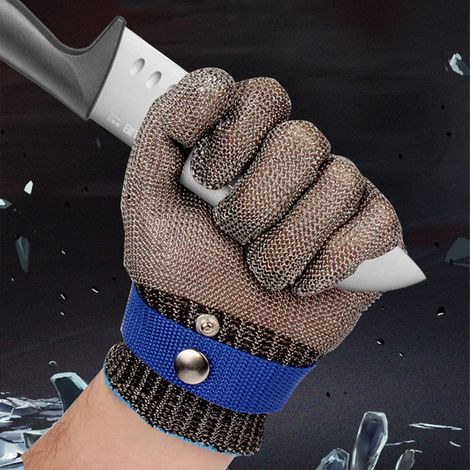 Lot de 2 gants de travail anti-coupures en acier inoxydable, résistants à l'usure et à la corrosion, taille L. (1/5)