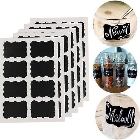 40-teiliges Set mit Kreidetafel-Etiketten, wasserfeste Etiketten für Einmachgläser, schwarz (1/3)