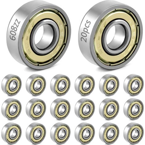 20pcs 608zz Ball Bearings for Skateboards, Scooters, Inline Skates, 8mm x 22mm x 7mm (1/5)