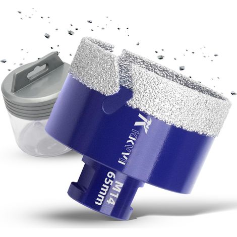Carrelage Diamant 65mm Scie Cloche Diamantée Trépans de Forage Avec Brasé Sous Vide et Filetage M14 pour Granit Porcelaine Céramique Marbre, pour Meuleuse d'angle (1/5)