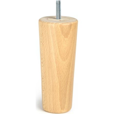 Pata de madera cónica con una altura de 140 mm y acabada en crudo. Dimensiones: 64x64x140 mm - (1/3)