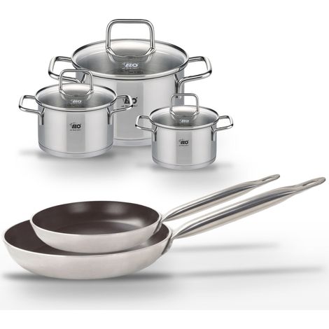 Lot 2 Poêles 24/28 cm avec revêtement céramique sans PFAS et 3 Faitouts 12/14/20 cm Elo Bistro Line Citrin (1/5)
