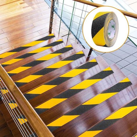Nastro antiscivolo per scale, nastro di sicurezza, nastro antiscivolo giallo e nero, nastro di segnalazione (2,5 cm x 5 m) (1/4)