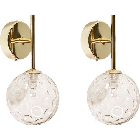 Set of 2 Wall Lamps ANADYR Glass Beige