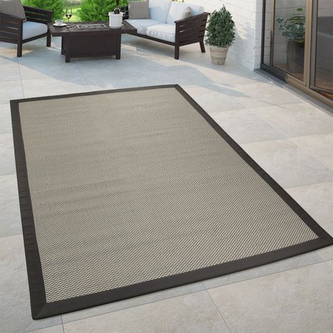 Paco Home Moderno tappeto per interni ed esterni dal tessuto piatto nel look naturale tinta unita grigio 120x170 cm (1/4)