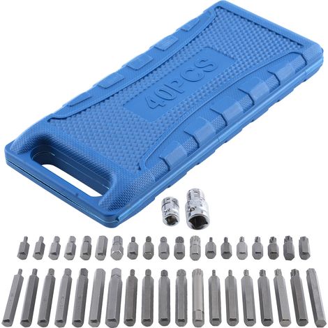 40 Stück Bit Satz Stern Hex Spline T20-T55 H4-H12 M5-M12 CRV Stahl Box (1/5)
