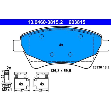 Kit de plaquettes de frein, frein à disque ATE 13.0460-3815.2 RENAULT