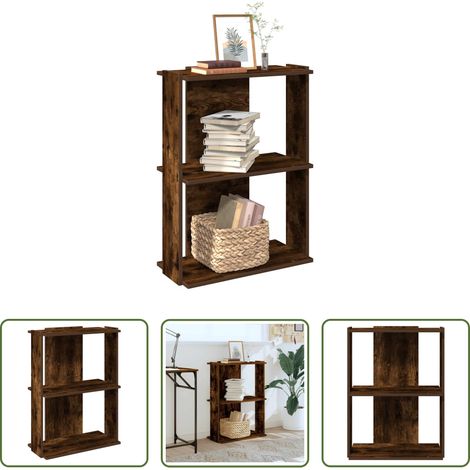 Étagère livres - Bibliothèque 3 niveaux chêne fumé 60x30x80 cm bois d'ingénierie (1/5)