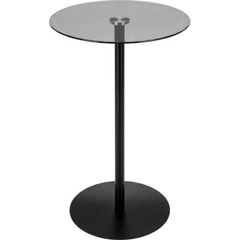 Metall Beistelltisch rund mit Glasplatte - 53 x 35 cm - Couchtisch im Modernen Bistrotisch Design
