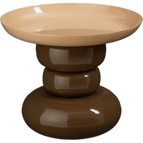 Table d'appoint ronde bout de canapé en fer fait main marron et crème H34 x Ø41 cm - PANGIVO (1/5)
