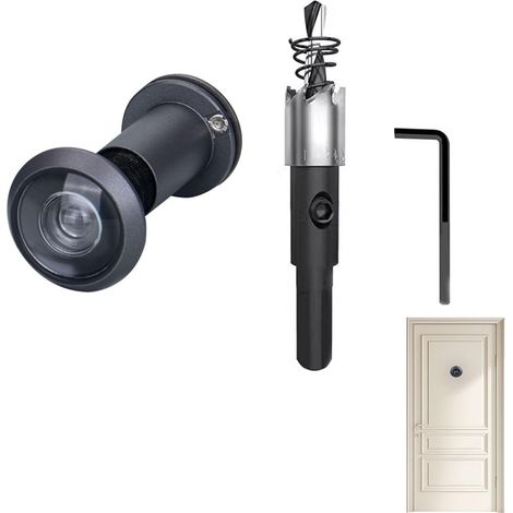 1 Judas De Porte Grand Angle 200° En Alliage De Zinc Avec Foret 16mm Pour Portes 35-60mm
