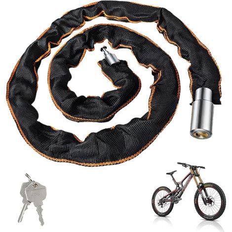 Candado de alta seguridad para bicicleta de 121 cm con llaves, candado de cadena de acero, para bicicletas, motocicletas y patinetes eléctricos (1/5)