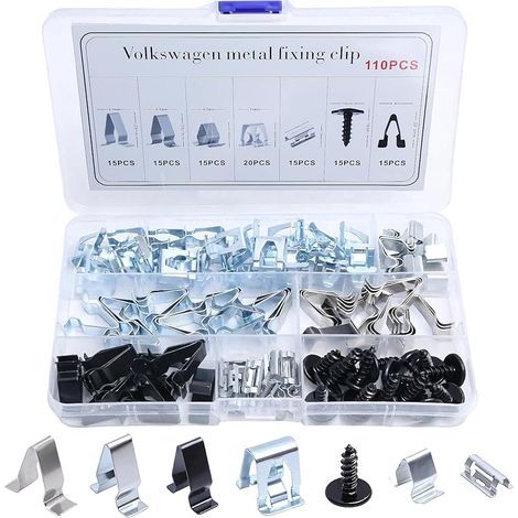 110 Pièces Clips de Fixation Voiture, Clips de fixation en métal pour garniture intérieure de porte avant de voiture, clips de fixation pour console avant de voiture, Adaptés à la Plupart des (1/5)